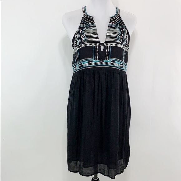 THML Dresses & Skirts - TMHL tribal Embroidered black sleeveless dress EUC